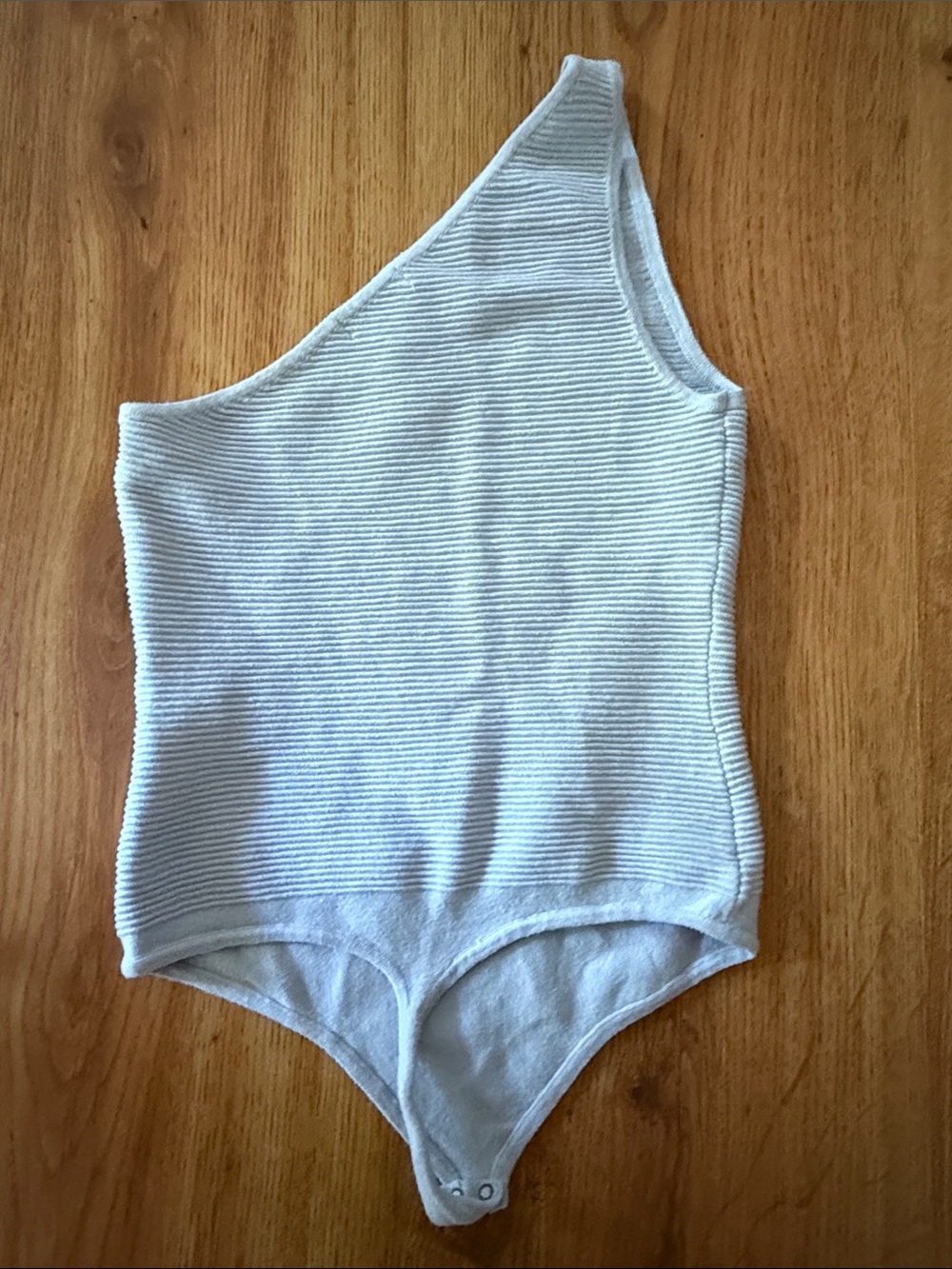 Abercrombie & Fitch One-Shoulder Light Blue Ribbed One-Piece Bodysuit - Size S - Picture 7 of 7